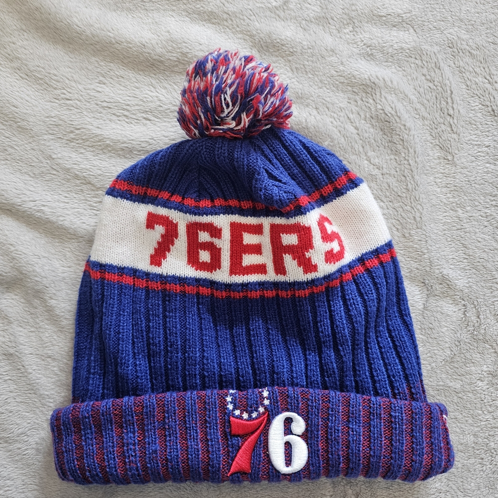 Adults 76ers Blue Knit Beanie